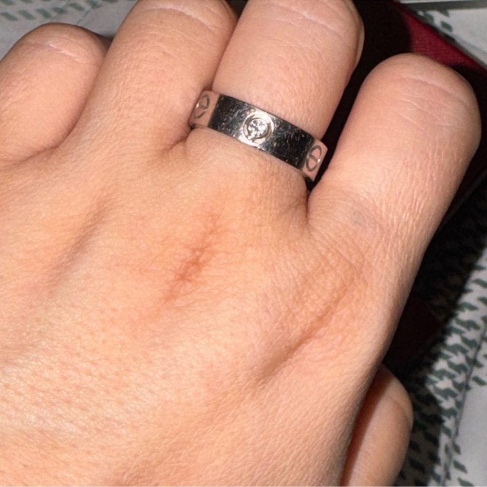 Cartier 18 k white gold love ring  with 3‎ diamonds